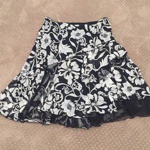 RARE WHBM "Reconstructed" Black Floral Skirt